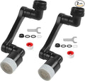 1080° Swivel Faucet Extender with 2 Function, Heavy Duty Rotating Sink Extension, Universal Swivel Robotic Arm, Rotating Splash Filter Extension for Kitchen Bathroom-2 Pcs/Black