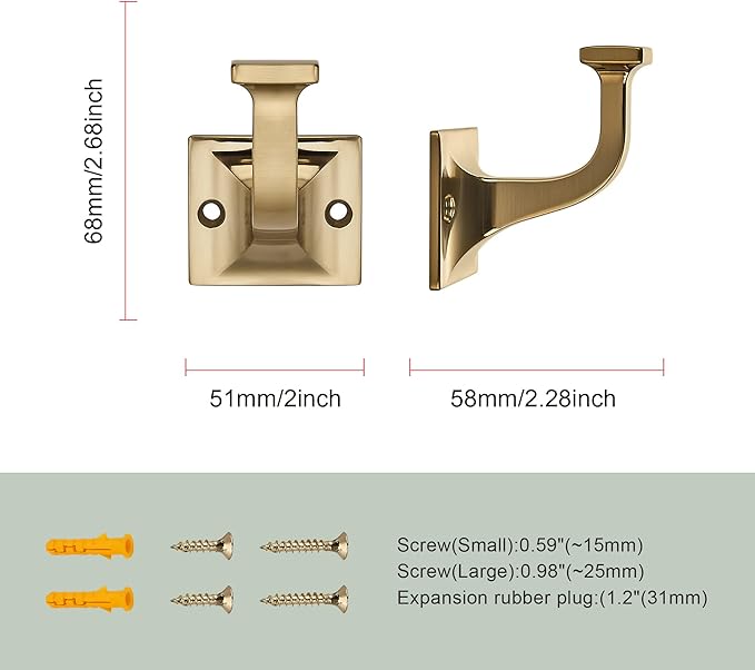 TUNNY 5 Pack Coat Hooks - Champagne Bronze Robe Hooks Decorative Wall Hooks for Bathroom Bedroom Kitchen Towel Robe Clothes Cabinet Closet Bathroom Hardware