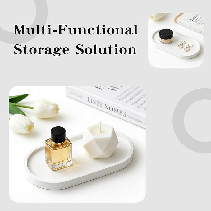 Bathroom Countertop Tray, 9x4.6 Inch for Bathroom、Vanity, Jewelry、Perfume Organizer、Aesthetic Home Décor