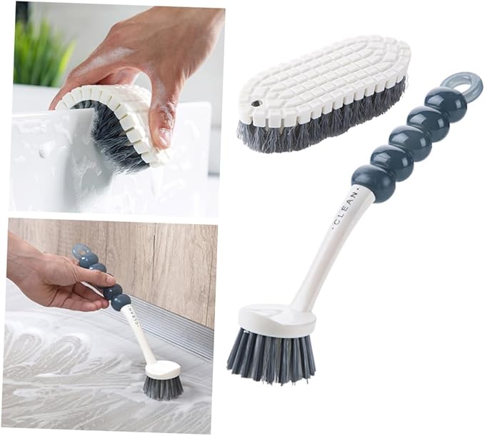 2pcs Kitchen Cleaning Brushes Long Handle Rhombus Brush for Grout Sink Dishes Made of Soft Material Easy to Use