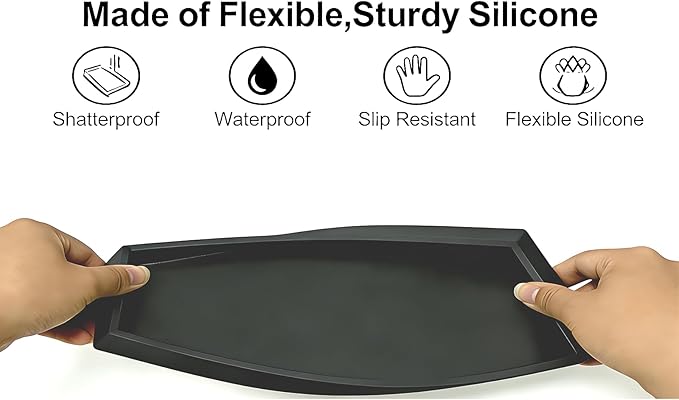 Bloss Vanity Tray with Soap Dish - 11.8" BathroomTrays, Silicone Vanity Tray, Marble Countertop Trays, Toilet Tank Tray, Kitchen Counter Trays