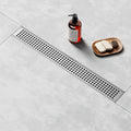 Linear Shower Drain 48 Inch, Brushed AISI 304 Stainless Steel Shower Drain with Square Hole Panel, for Bathroom, Kitchen, Garage & More