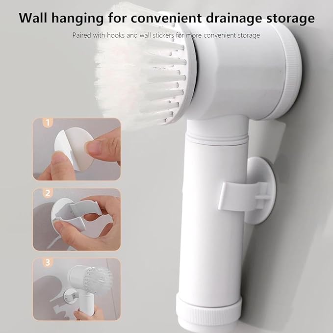 Electric Spin Scrubber, Electric Cleaning Brush with 360° Rotatable Brush Head, USB Rechargeable, Cordless Spin 5 Replaceable Brush Heads for Kitchen Bathroom
