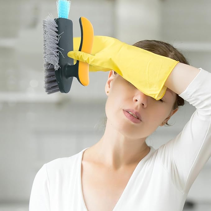 SUPVOX Crevice Cleaning Brush for Bathroom and Window Tracks, Groove Scrubbing Brush with Stiff Bristles, Yellow-Green, for Small Space and Sink Cleaning