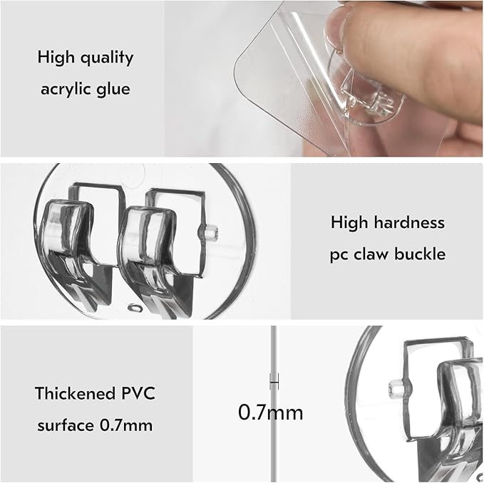 14 Pack Shower Caddy Adhesive, Strong Adhesive Hooks, Soap Holder, Bathroom Rack, Kitchen Rack