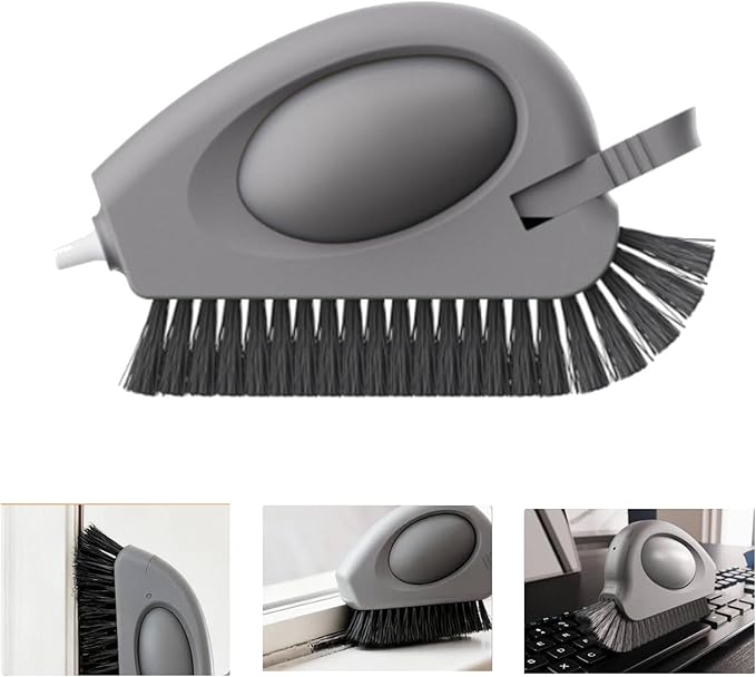 2 in 1 Grooving Cleaning Brush,Window Track Cleaning Tools,Grooving Cleaning Brush Grout Cleaner Tool,Multifunction Window Track Cleaner with Hard and Hidden Scraper, for Sliding Door Track Window (2)