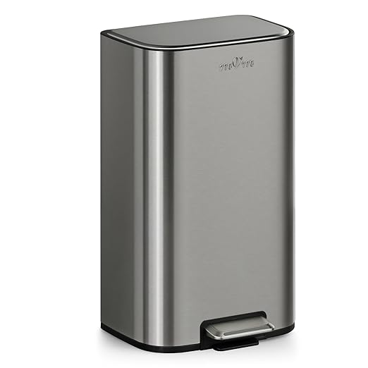 mVm 8 Gal Kitchen Trash Can, Step Trash Can with Lid, Smooth Edge Garbage Bin for Home Office (Gray)