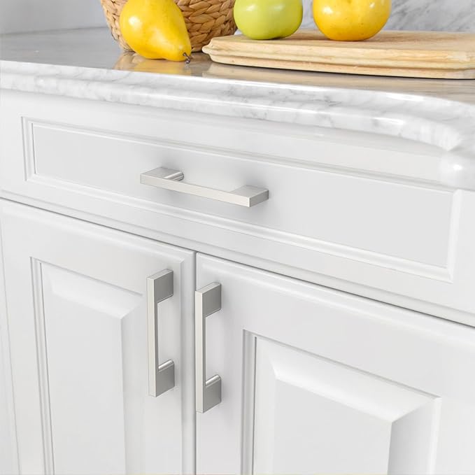 Amerdeco 10 Pack Brushed Satin Nickel Cabinet Pulls 3 Inch(76MM) Hole Centers Kitchen Cabinet Handles Cabinet Hardware Kitchen Handles for Cabinets Cupboard Handle Drawer Pulls ZH0060