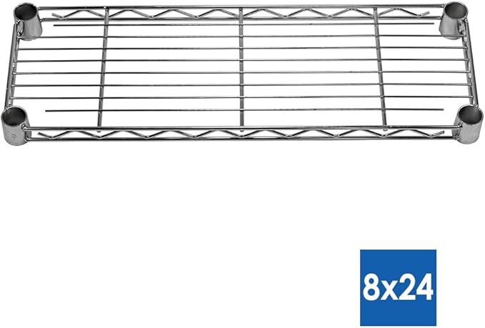 Shelving Inc. 8" d x 24" w x 96" h Chrome Wire Shelving with 4 Tier Shelves, Weight Capacity 800lbs Per Shelf