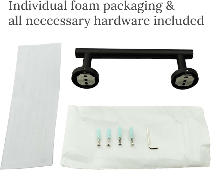Modket 16 Inches Matte Black Towel Bar Bathroom Hardware 304 Stainless Steel Wall Mounted Kitchen Towel Holder Cloths Hanger