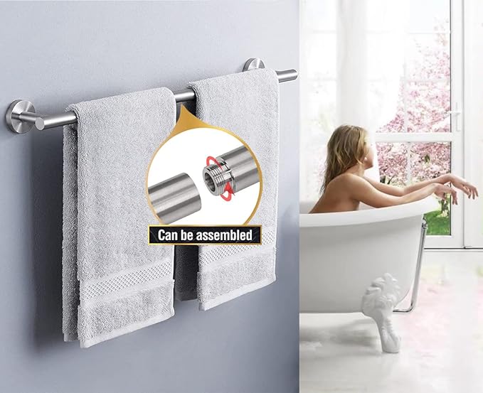 24 Inch Towel Bar 2 Pack for Bathroom 9/12/16/24/28/33 Inch Kitchen Hand Towel Holder Brushed Nickel Stainless Steel 304 RUSTPROOF Wall Mount Towel Rod 2 of Pack (2, Brushed Nickel, 24 Inch)