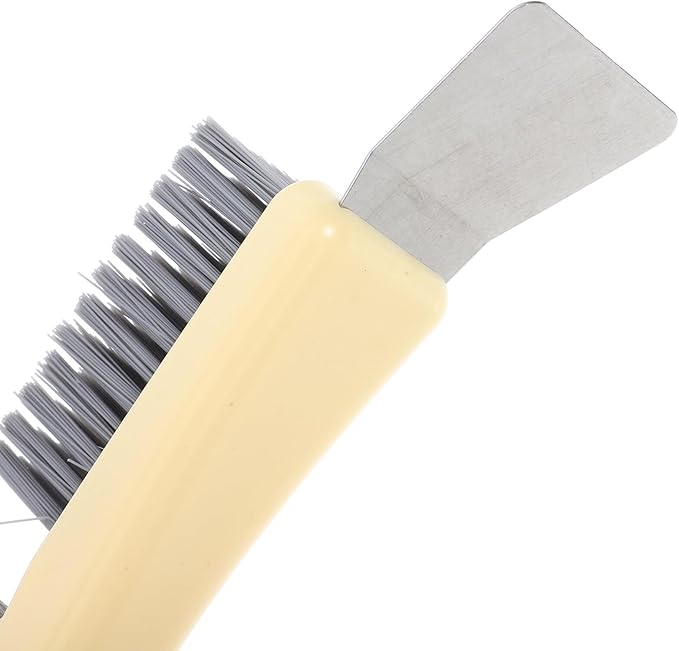 Steel Wire Crevice Cleaning Brush with Tough Bristles for Kitchen Stove Bathroom Tile Grout and Small Corner Dirt Removal Compact Yellow Design for Easy Use