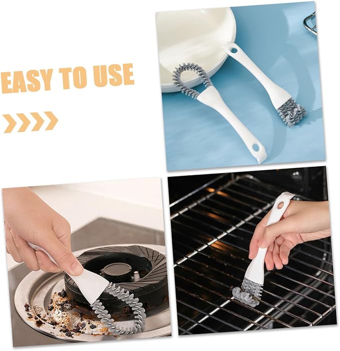 Multi-Function Kitchen Cleaning Brush Set 2pcs with U-Shaped and Bent Crevice Brushes, Strong Stain Removal, Handheld Grout Cleaner Tool for Stove, Grill, Window Track, and Room