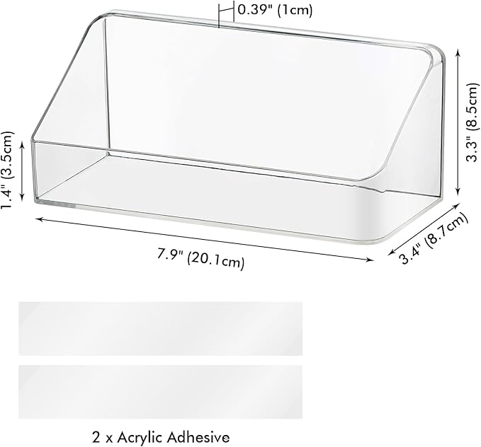 Poeland 2 Pack Medicine Cabinet Shelves Organizer, Wall Mounted Storage Organizer, Clear Storage Box for RV Bathroom, Bedroom, Mirror Cabinets (Transparent)