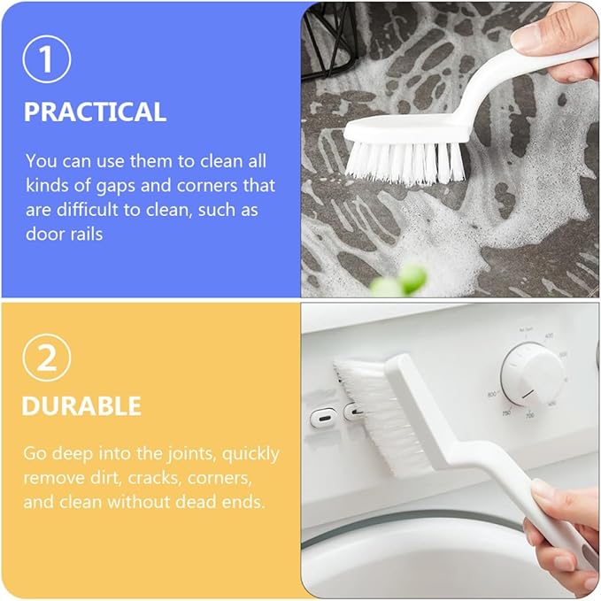 5pcs Multifunctional Kitchen Cleaning Brush Set, White Seam and Crevice Scrubbers for Window Tracks and Household Gaps, Handheld Home Cleaning Tools