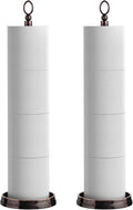 Toilet Paper Holder Stand, Free Standing Toilet Paper Storage for Bathroom, Weighted Base with Reserve for 4 Roll (2 Pack, Oil Rubbed Bronze)