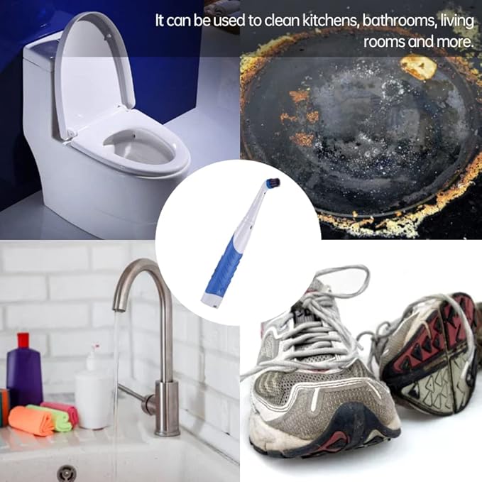 Reveal Power Scrubber Electric Cleaning Brush with 4 Brush Heads for Tub Kitchen Blue