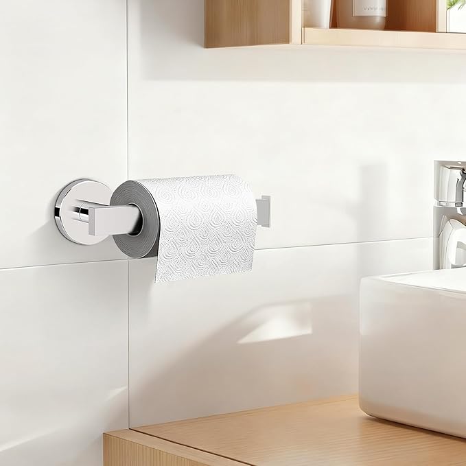 NearMoon Bath Square Toilet Paper Holder, Premium SUS304 Stainless Steel Rustproof Wall Mounted Toilet Roll Holder for Bathroom, Kitchen, Washroom (Chrome Finish)