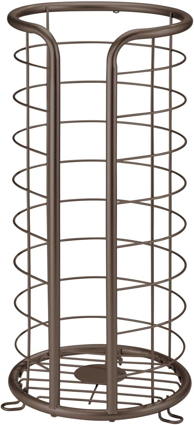 mDesign Metal Toilet Paper Holder Stand - Storage Reserve for 3 Rolls of Toilet Tissue - Freestanding Toilet Paper Holder - Stylish Bathroom Floor Toilet Paper Stand - Omni Collection - Bronze