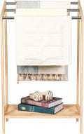 HYNAWIN Free-Standing Towel Rack,3 Tiers Bathroom Towel Drying Rack with Bottom Shelf,Wooden Blanket Holder, Bamboo Multi-Use Organizer for Towels, Blankets, and Slippers