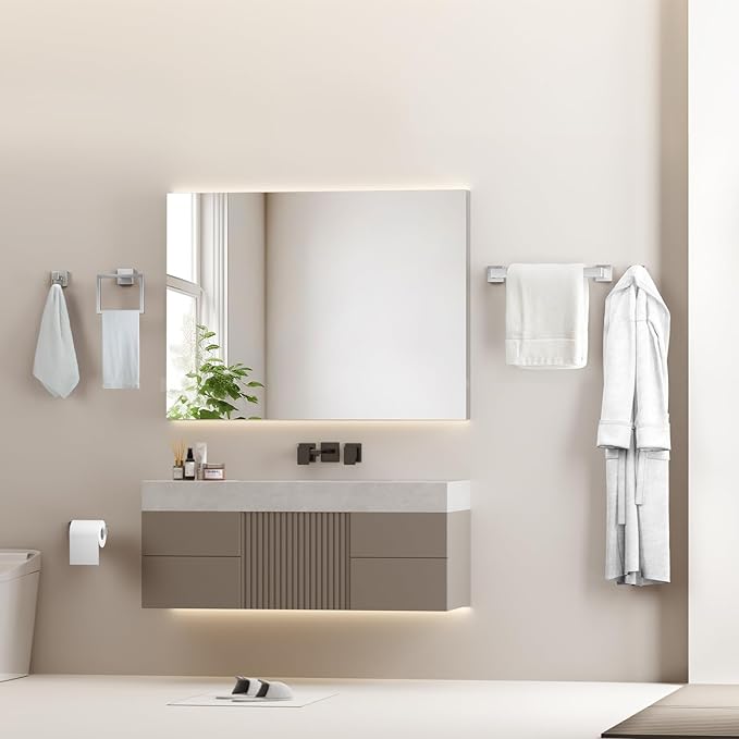 Bathroom Hardware Accessories Set: 5-Pieces Bath Towel Bar Set, Towel Racks for Bathroom Wall Mounted, SUS304 Stainless Steel, Brushed Nickel