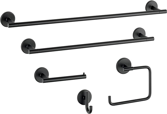 Delta Trinsic (1-Pack) Towel Hooks Matte Black Single Bathroom Hooks Wall Mounted for Robes & Towels Hand Towel Hook Holder Kitchen, Bathroom Accessories