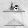Corner Shower Shelf 10" Slot Design Recessed Shower Shelves for Tiled Wall, 2 Pack 304 Stainless Steel Corner Shelves for Bathroom Organizer (Silver, Floral)