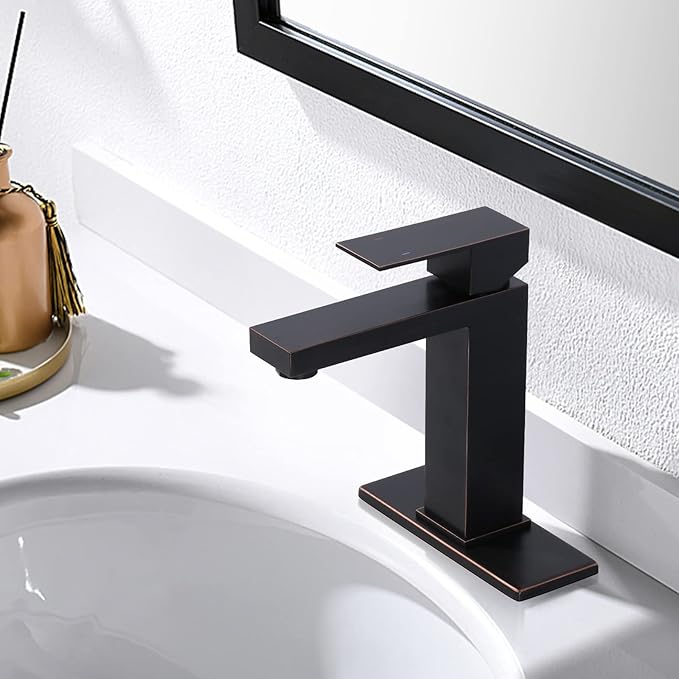 ARCORA Bathroom Faucets for Sink 3 Hole 1 Hole Oil Rubbed Bronze Bathroom Faucet Single Handle Lavatory Vanity Faucet with Deck Plate and Pop Up Drain