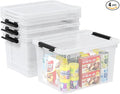 4-Pack 22 Quart Plastic Storage Bins with Wheels, Latching Storage Box Bin, Clear