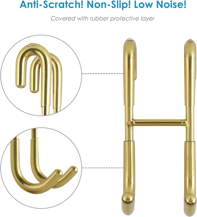 Simtive Squeegee Hooks for Towel Bathroom Frameless Glass Shower Door (2-Pack), Gold