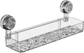 No-Drill Bathroom Suction Storage Box,Corrugated Suction Cup Storage Holder,Powerful Suction Storage Box,Removable Hanging Storage Basket, No Drilling Shelves Caddy, Ripple Acrylic (Long style-Clear)