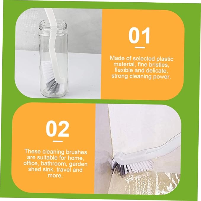 4-Piece Grout Cleaner and Scrub Brush Set Double-Headed Cleaning Brushes for Sinks Bottles and Tiles for Bathroom and Kitchen Cleaning