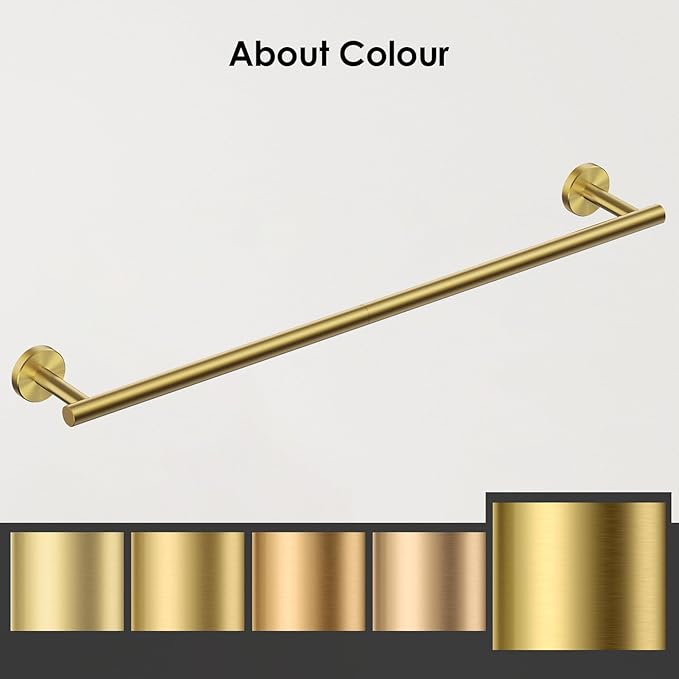 FORIOUS Towel Bar Wall Mounted, Stainless Steel Towel Racks for Bathroom, Includes Wall Mounting Hardware (Brushed Gold, 20 Inch)