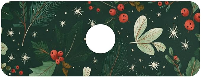 Christmas Green Berries Needles Kitchen Sink Splash Guard Faucet Mat Diatomite Absorbent Pad for Bathroom RV 30x5.4in 2PCS water