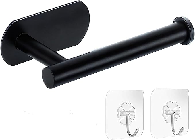 WYSE Self Adhesive Black Toilet Paper Holder,Stick on Toilet Paper Holder for Bathroom,Toilet Paper Roll Holders,SUS304 Stainless Steel RV Toilet Roll Holder