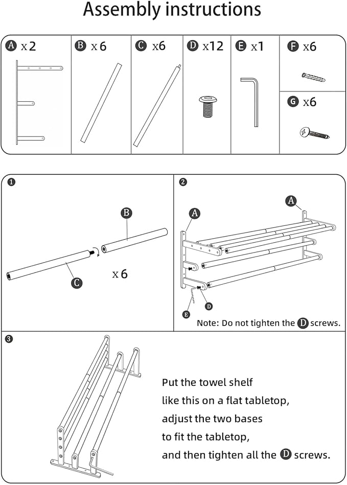 Towel Racks for Bathroom, 24 in Black Towel Shelf with Double Towel Bar, 3 Tier Stainless Steel Towel Storage, Bath Towel Holder Wall Mounted for Lavatory Organizer Decor RV Camping