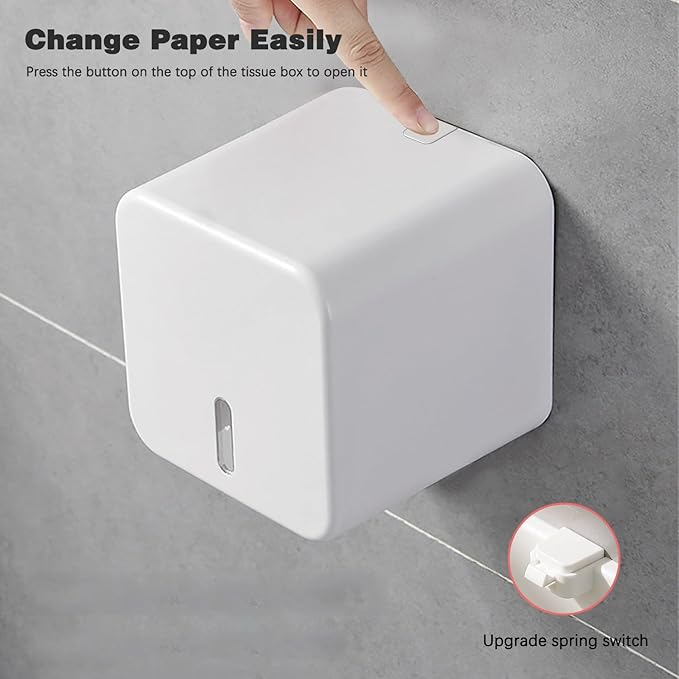 Colist Toilet Paper Holder Wall Mounted self Adhesive Toilet Roll Holders No Drilling Waterproof/Dustproof/Cat Proof Paper Roll Dispenser for Bathroom Toilet RV Car Trave(Large)