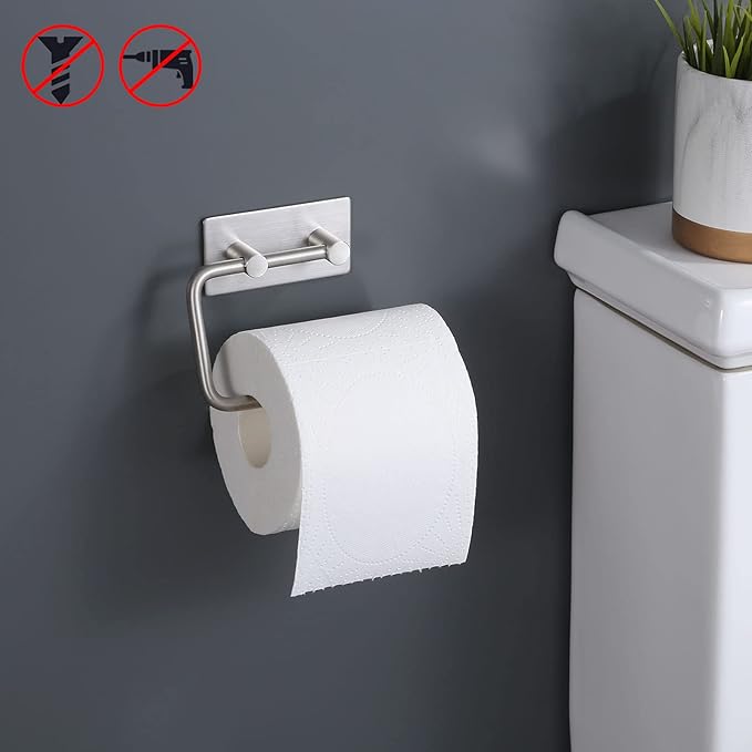 KES Self Adhesive Toilet Paper Holder Stainless Steel Tissue Paper Roll Holder Hand Towel Holder for Bathroom RUSTPROOF Brushed Finish, A7070-2