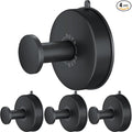 DGYB Suction Cup Hooks for Shower Set of 4 Removable Stainless Steel Towel Hook for Bathroom Glass Window Door Wall and Suction Wreath Hook for Hanging Robe, Loofah, Coat - Black
