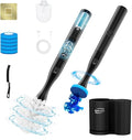 Electric Toilet Brush and Holder Set Electric Toilet Bowl Brush Toilet Brush Cleaner Set with 5 Refills Disposable Cleaner Brush Floor Standing Wall Mounted Without Drilling Rechargeable Black