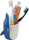 Kids Toothbrush Holder Toothbrush Organizer – Durable Silicone Animal Tooth Brush Holder – Easy to Clean Toothbrush and Toothpaste Holder – Toothbrush Holders for Bathrooms by Lily’s Home - Shark
