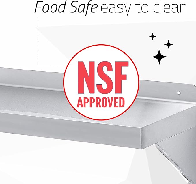 DuraSteel Stainless Steel Wall Shelf - 36" Wide x 12" Deep Commercial Grade - NSF Certified - Industrial Appliance Equipment (Restaurant, Bar, Home, Kitchen, Laundry, Garage and Utility Room)