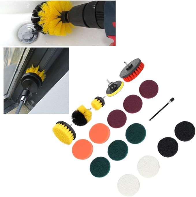 Cleaning Brush Set-18Pcs Electric Drill Brush Set Multifunction Power Cleaner Scrubber Attachments Home Cleaning Supplies