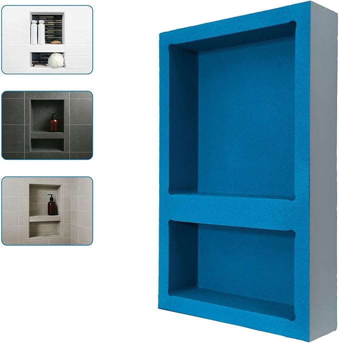 Noble 304 Preformed 12" x 12" + 6" x 12" ID Shower Niche, Tub, Caddy, Modern Bathroom Storage Solution, Built-in Shelf, Water-Resistant, Easy Install Ideal for Toiletries Shampoo Shower Accessories