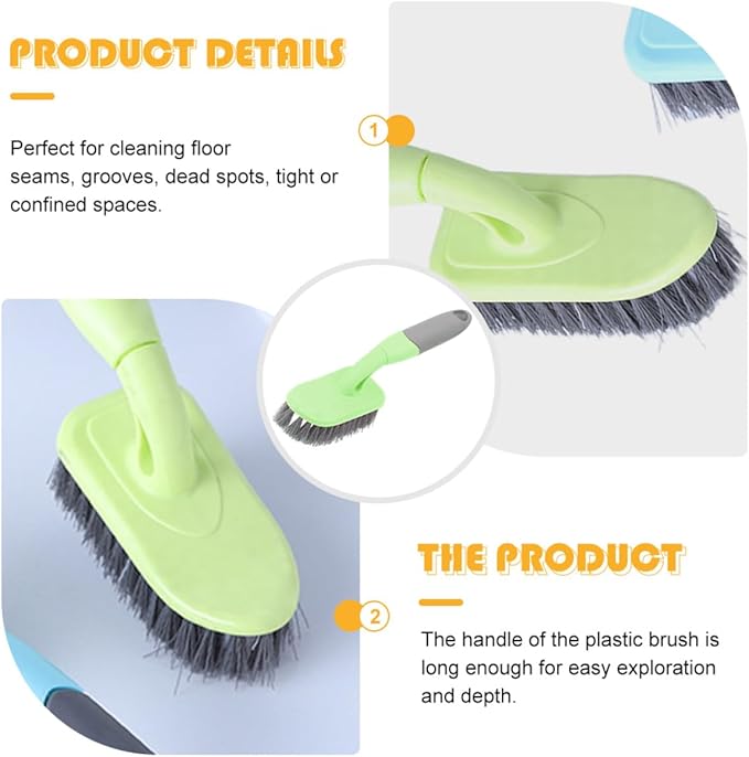 Yellow Long Handle Tile Floor Brush with Stiff Bristles, Deep Cleaning Scrub Brush for Bathroom, Shower, Bathtub, and Kitchen Floor Grooves, Plastic Household Cleaning Tool