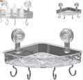 Corrugated Suction Cup Storage Holder, 2025 New Movable Shower Shelf Suction Cup, Corner Shower Caddy Large Organizer Bathroom Shelf No-Drill Wall-Mounted Storage (GREY)