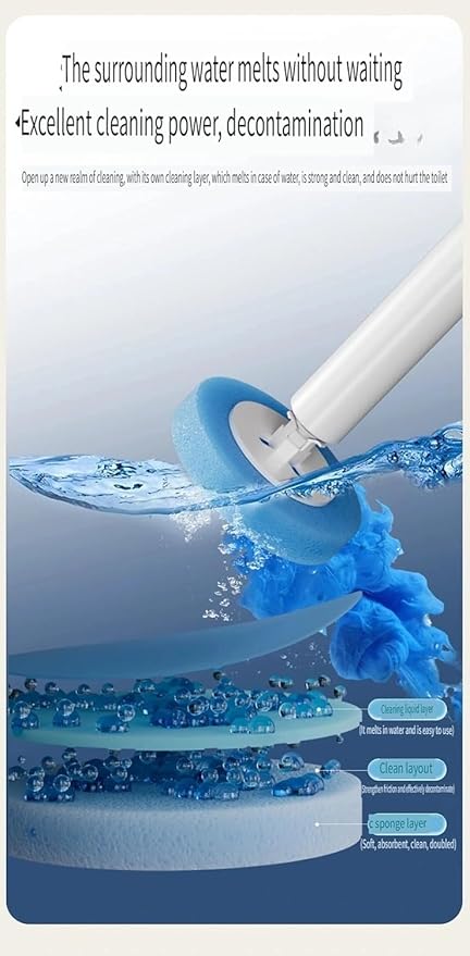Electric Toilet Brush with Disposable Heads, Wall-Mounted Power Scrubber, 3-Speed Motor, 250 RPM Deep Clean Technology (1 Pack of Brush Heads (6 Pieces)