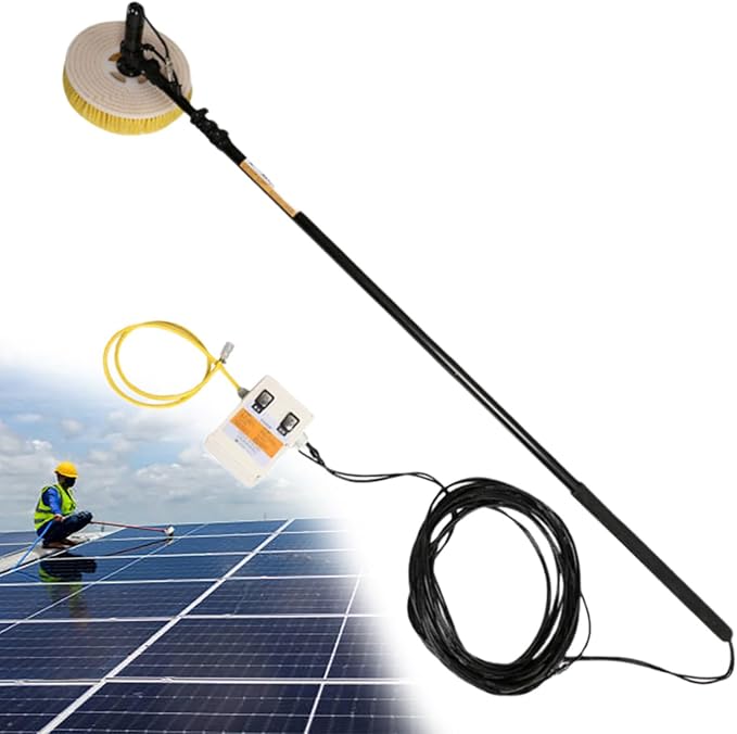 Solar Panel Electric Cleaning Tool, Solar Panel Cleaning Kit, Automatic Rotary Brush,Solar Panel,Roof Water Brush,With Adjustable Extension Rod,Cleaning Equipment,Window Cleaner
