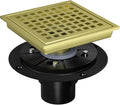 6 Inch Square Shower Drain, Shower Floor Drain with with Removable Square Hole Cover, 304 Stainless Steel Bathroom Drains with Flange (Brushed Bronze)