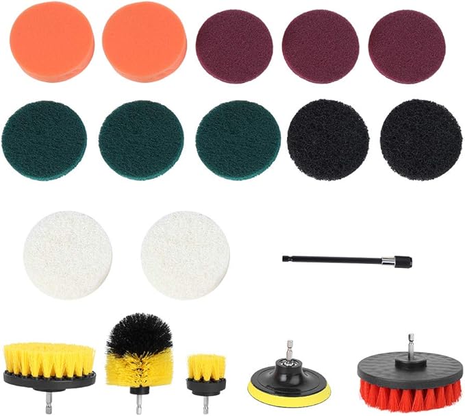 Cleaning Brush Set-18Pcs Electric Drill Brush Set Multifunction Power Cleaner Scrubber Attachments Home Cleaning Supplies